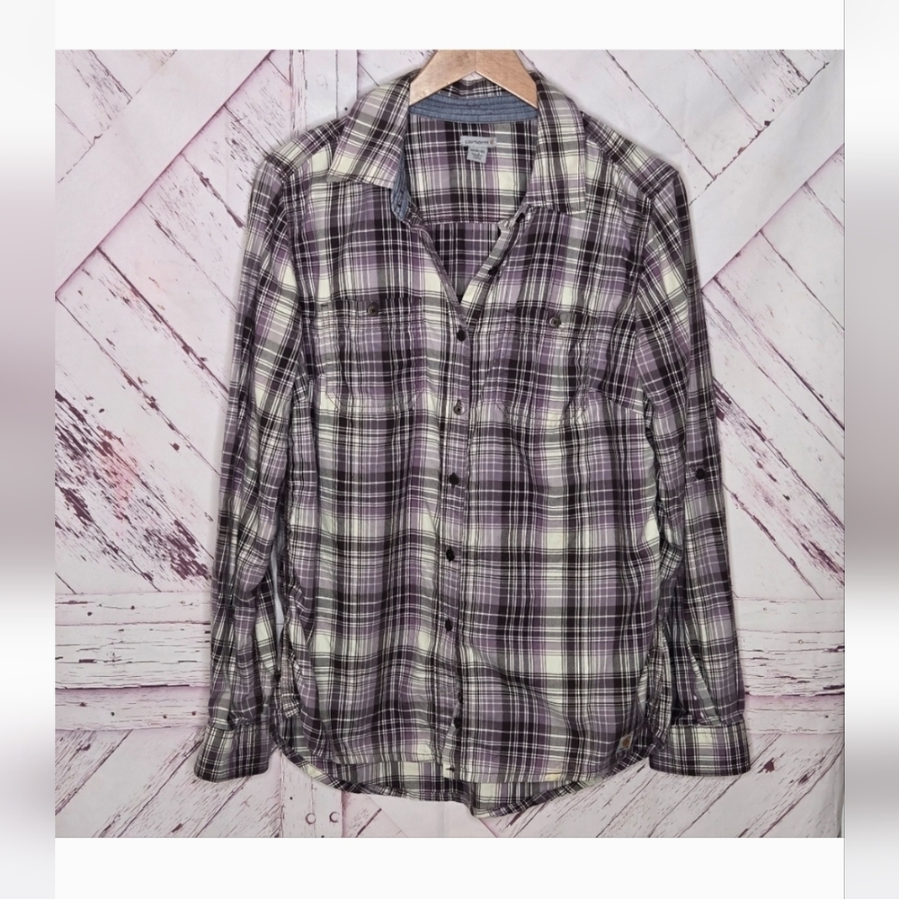 Carhartt Men's Loose Fit Plaid Buttoned Down Shirt *flaw*
